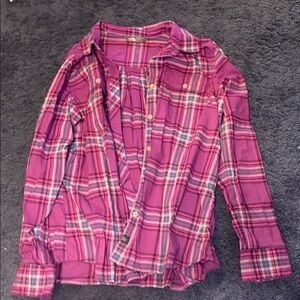 The North Face Pink and White Plaid Button Down Shirt